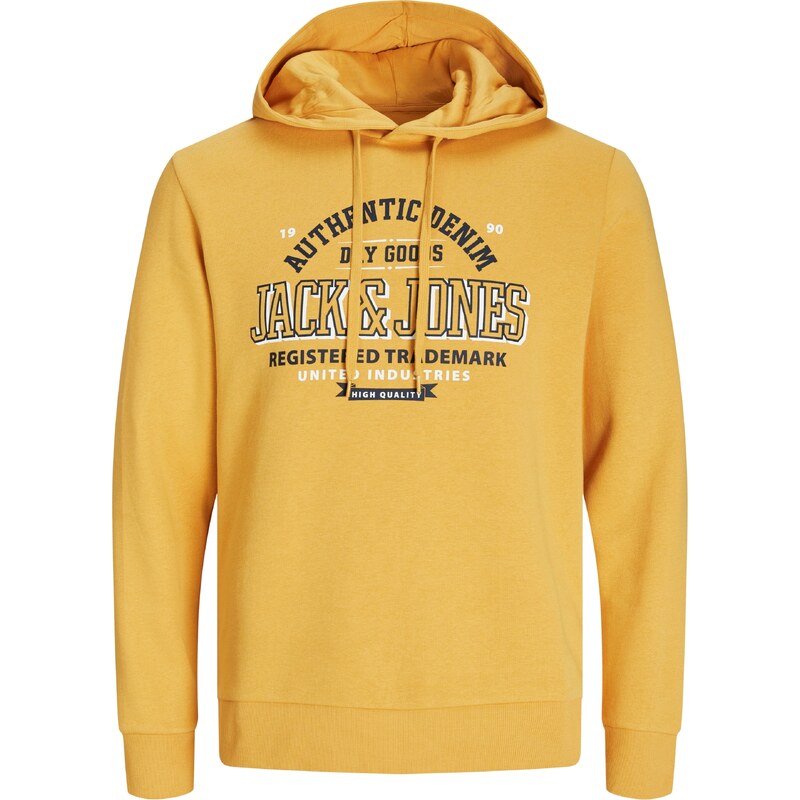 JACK & JONES Mikina marine modrá / šafrán / bílá