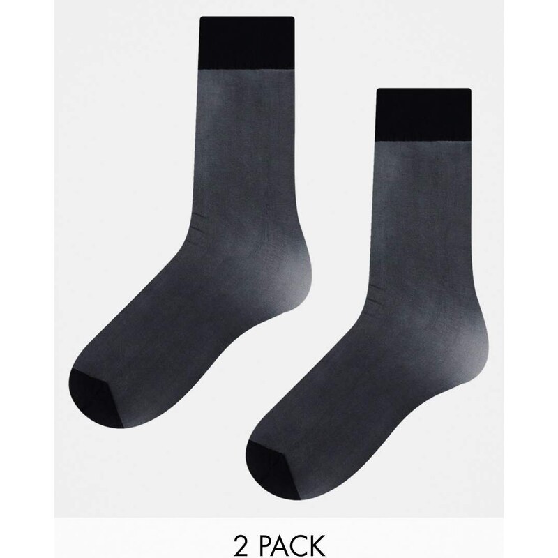 Lindex 2 pack 20 denier sheer sock in black 100135557