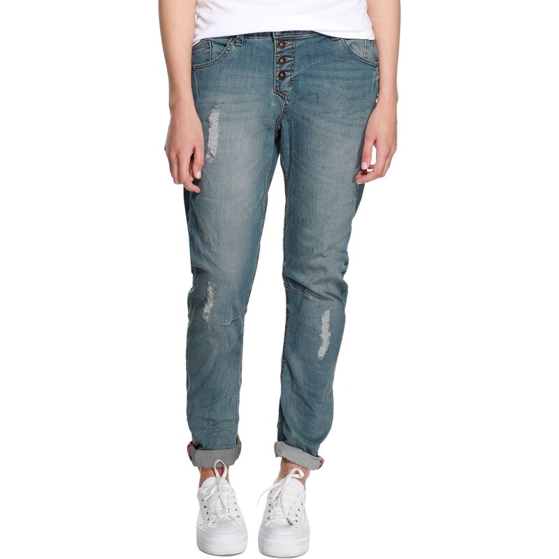 s.Oliver New Fit: denim jeans with distressed effects