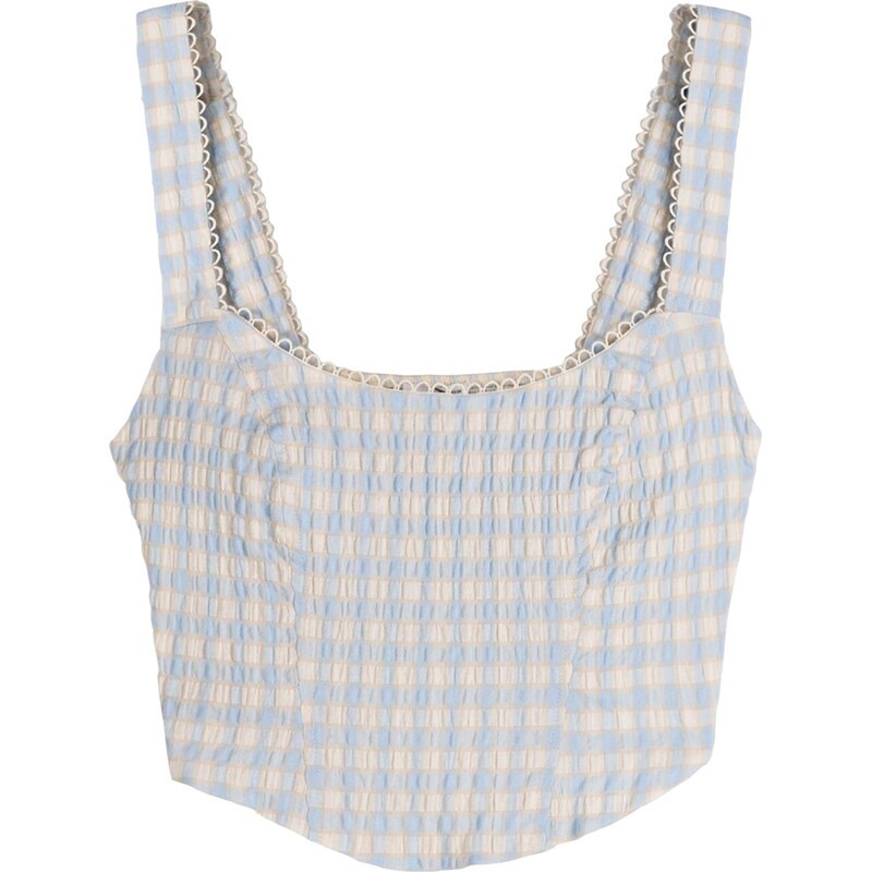 Bershka Top světlemodrá / tmavě žlutá / offwhite