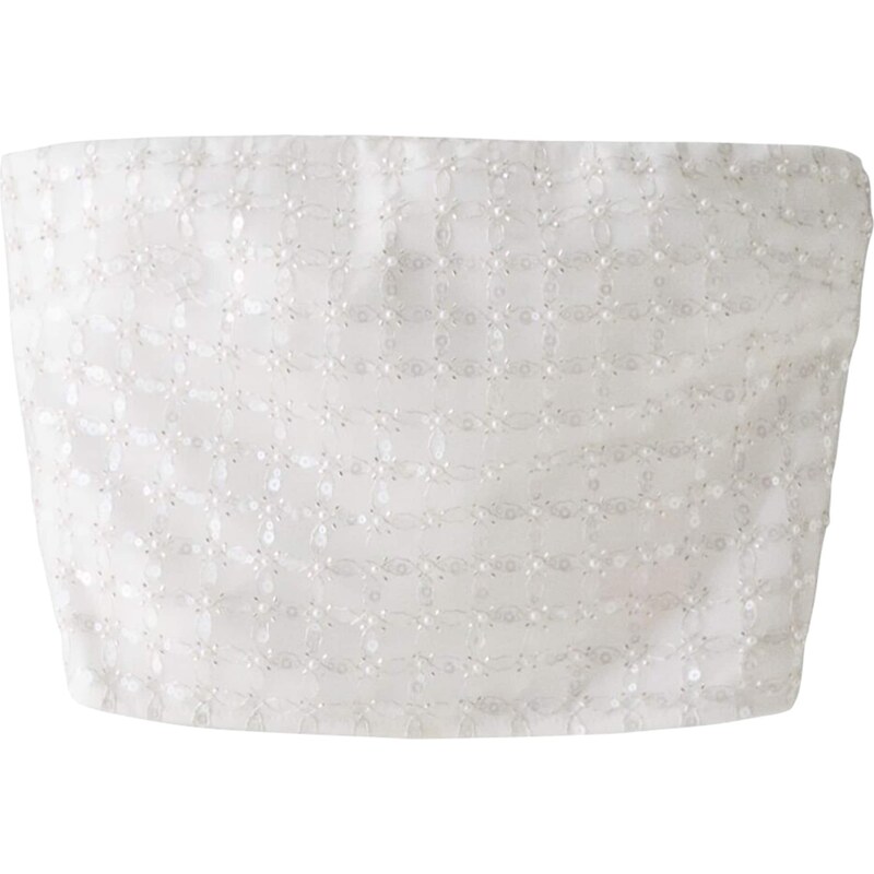 Bershka Top stříbrná / bílá