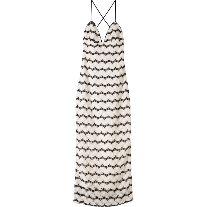 Bershka Úpletové šaty černá / offwhite