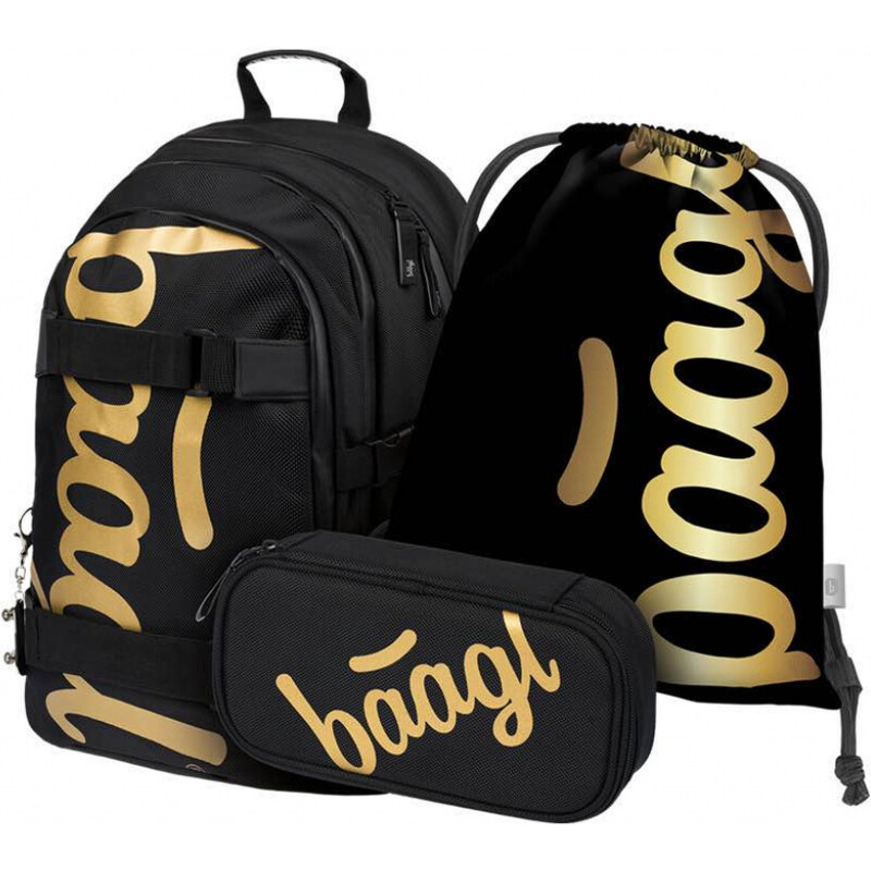 BAAGL SET 3 Skate Gold: batoh, penál a sáček