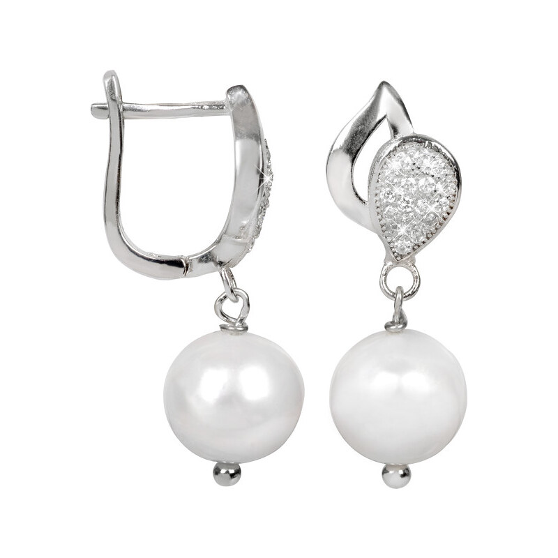 JwL Luxury Pearls Náušnice s bílou pravou perlou JL0105