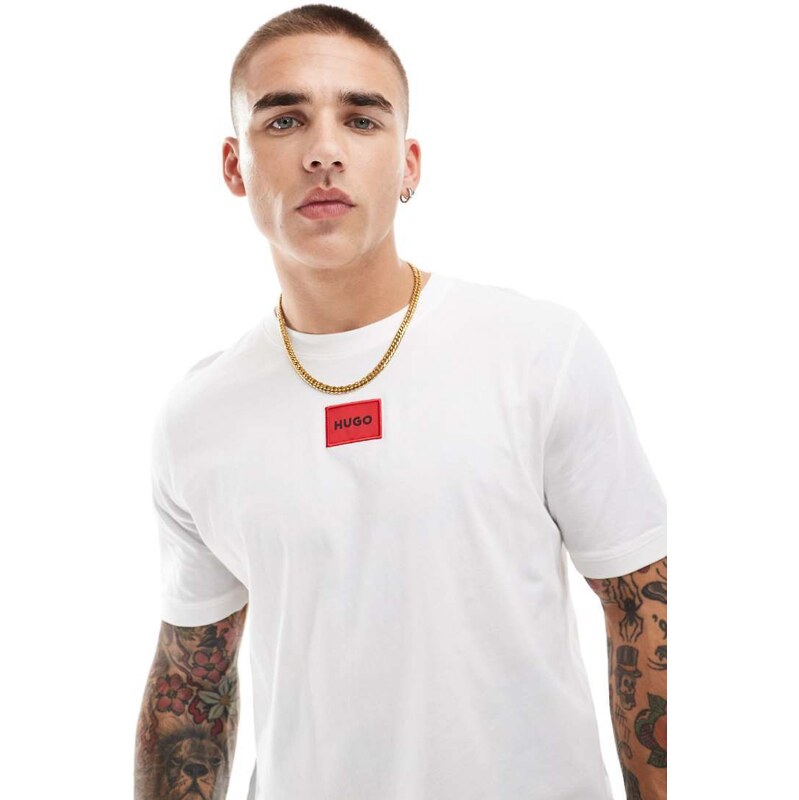 Hugo Red Hugo Diragolino box logo tshirt in white
