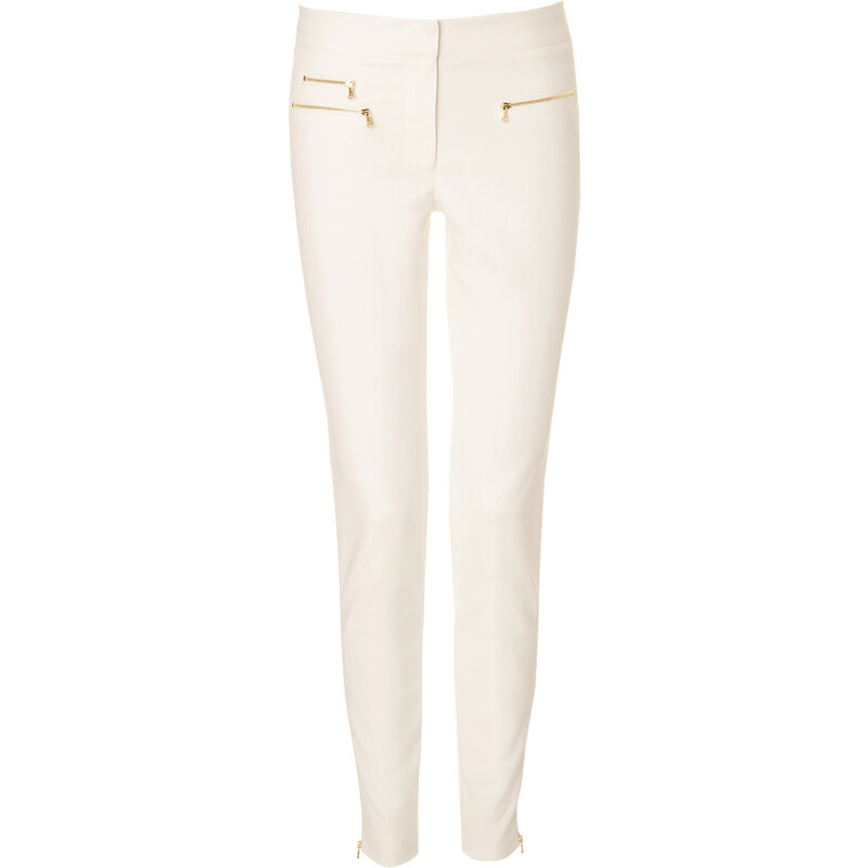 Veronica Beard Stretch Cotton Trousers with Zipper Detailing