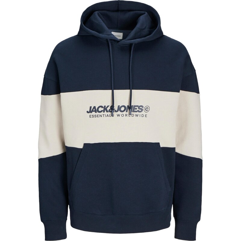 JACK & JONES Mikina JJELegacy marine modrá / offwhite