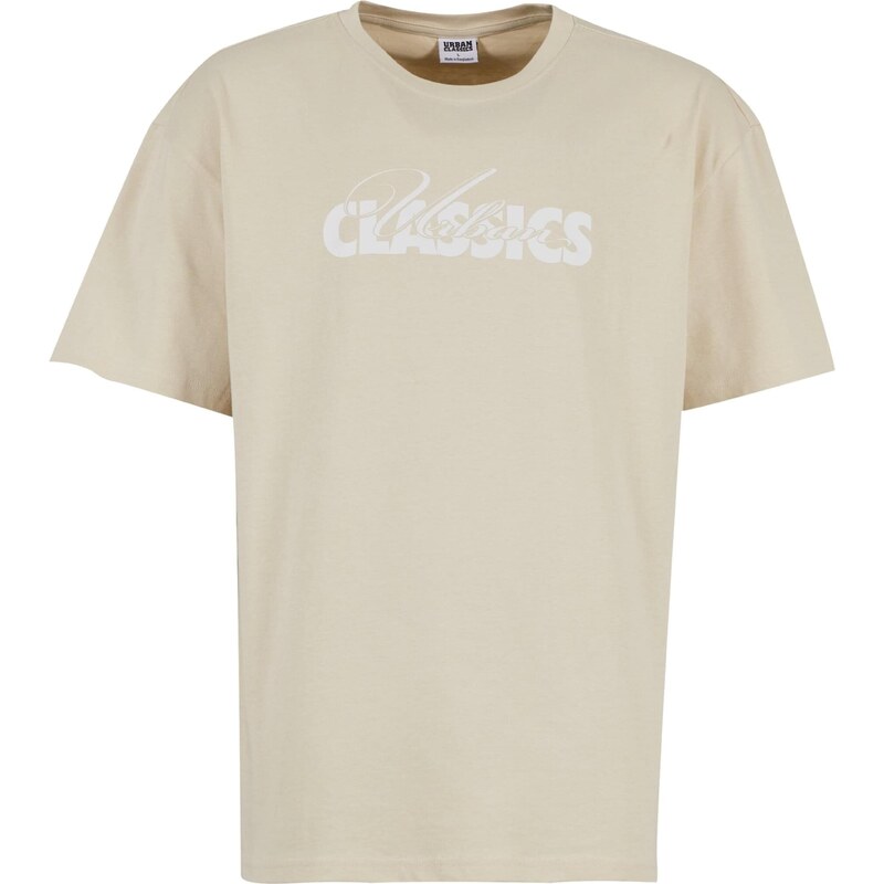 Urban Classics Tričko Cursive Bold velbloudí / bílá