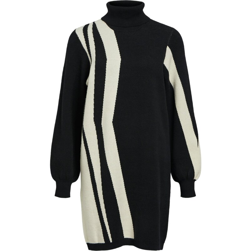 OBJECT Úpletové šaty RAY slonová kost / černá 107236357