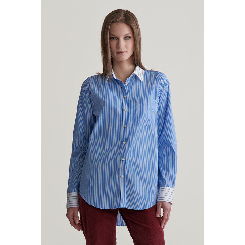 KOŠILE GANT REL PATCHWORK POPLIN SHIRT CLEAR SKY