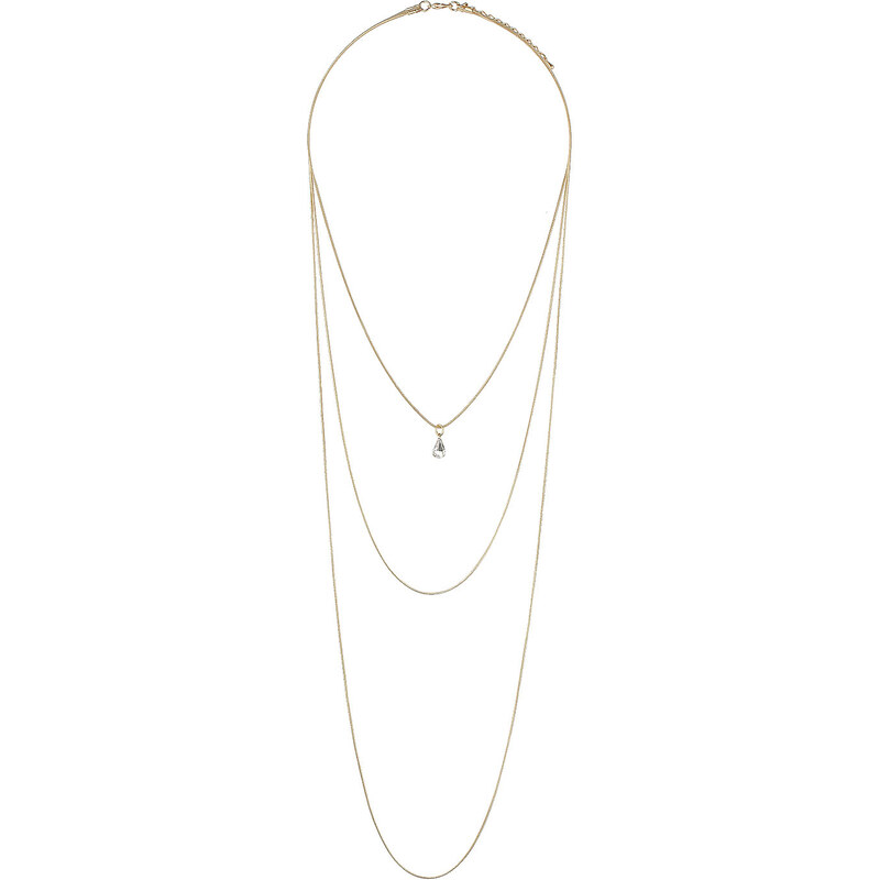 Topshop Triple Row Teardrop Stone Necklace