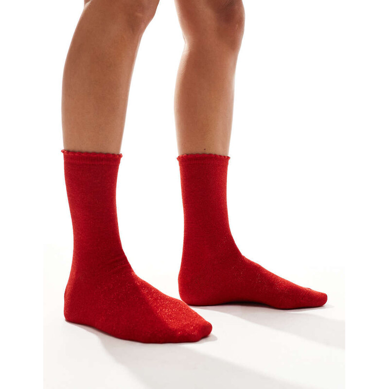 Pieces glitter socks in red