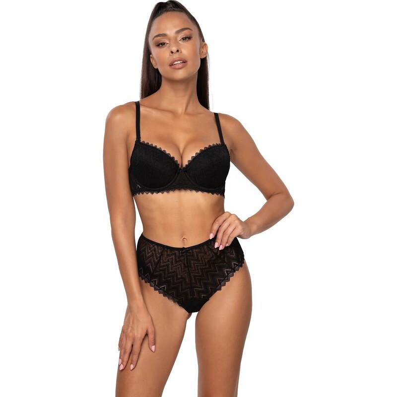 MAT LINGERIE Černí krajková push up podprsenka Mat Elif Černá 96553738