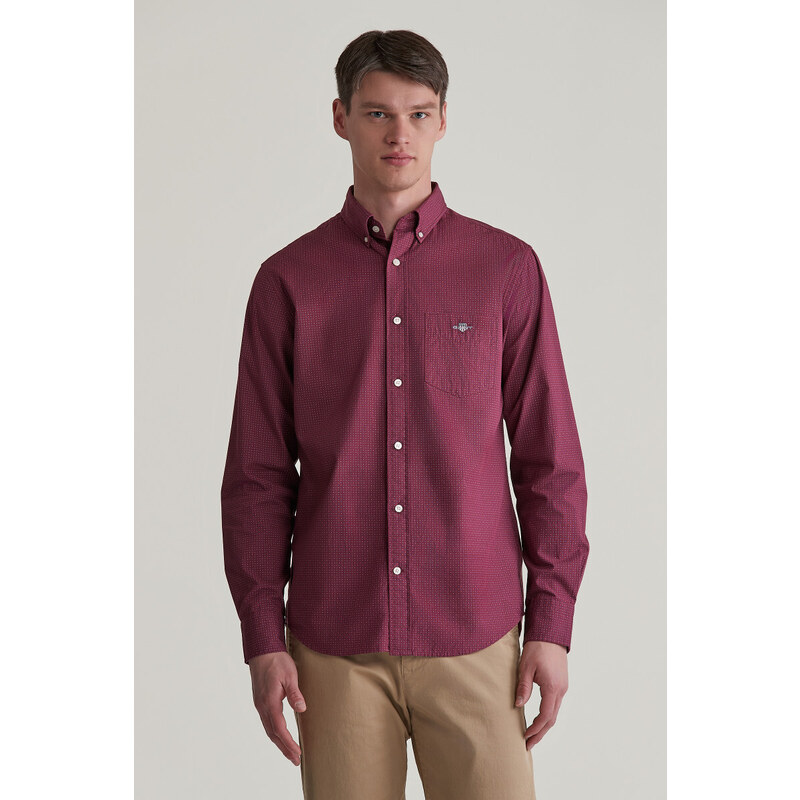 KOŠILE GANT REG MICRO PRINT SHIRT WINE RED