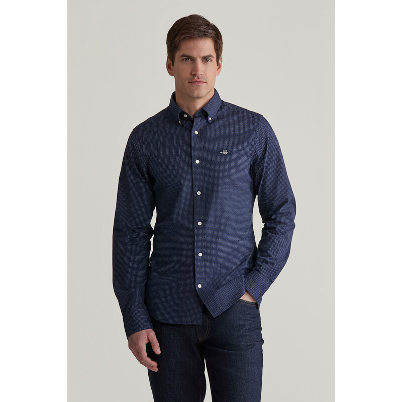 KOŠILE GANT SLIM MICRO PRINT SHIRT EVENING BLUE