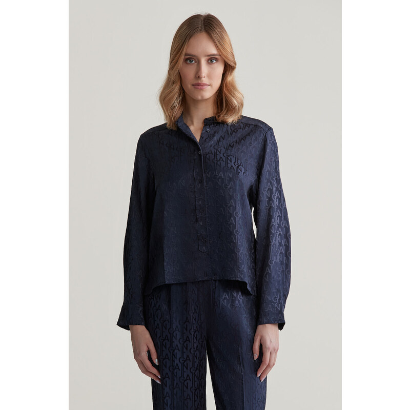 HALENKA GANT REG MONOGRAM JACQUARD BLOUSE EVENING BLUE