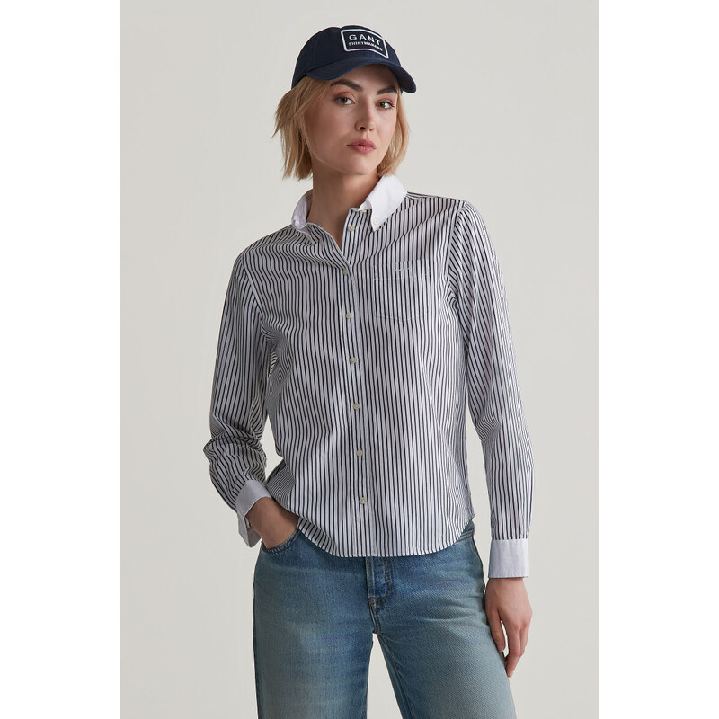 KOŠILE GANT REG CONTRAST COLLAR STRIPED SHIRT CLASSIC BLUE