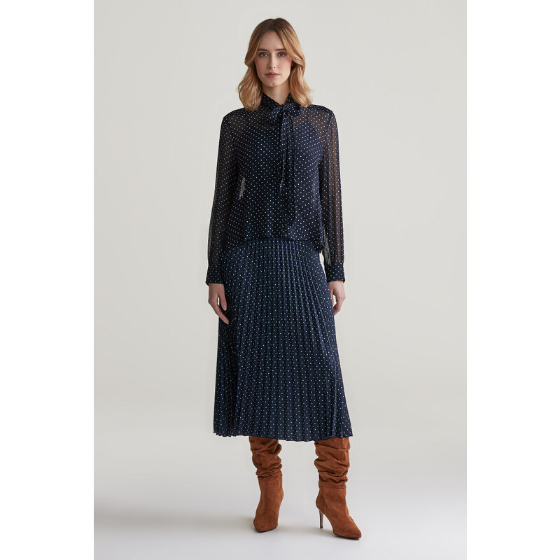 SUKNĚ GANT DOT PRINT PLEATED SKIRT EVENING BLUE