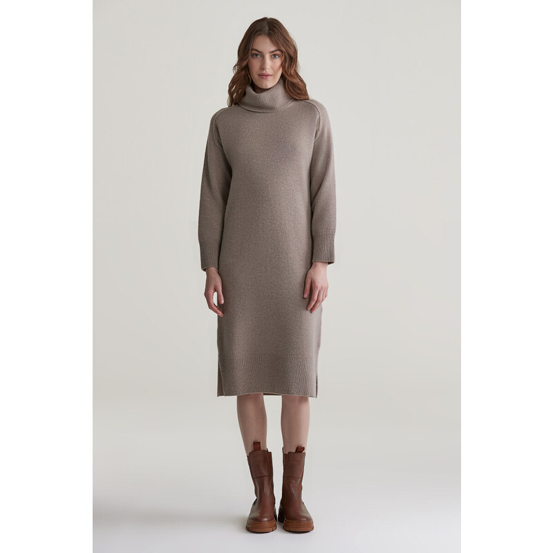 ŠATY GANT HERRINGBONE DETAIL ROLLNECK DRESS WARM GREY 98596939