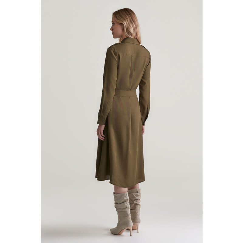 ŠATY GANT REG POCKET SHIRT DRESS DARK CACTUS