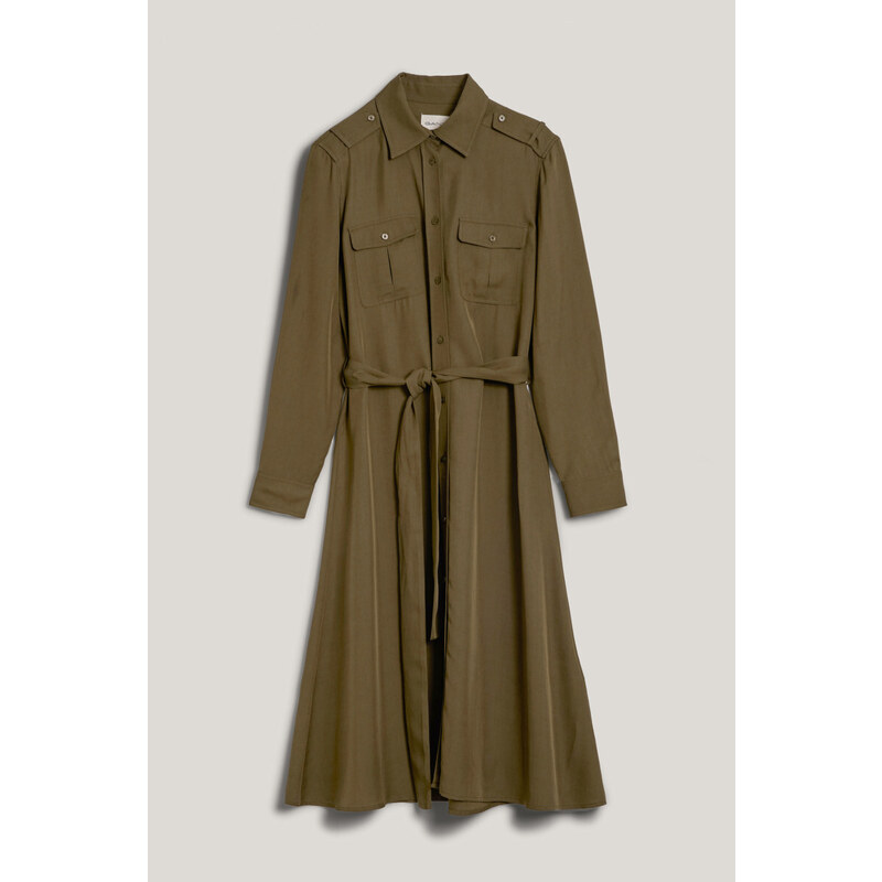 ŠATY GANT REG POCKET SHIRT DRESS DARK CACTUS