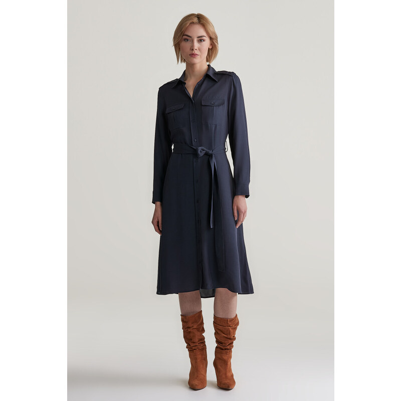 ŠATY GANT REG POCKET SHIRT DRESS EVENING BLUE