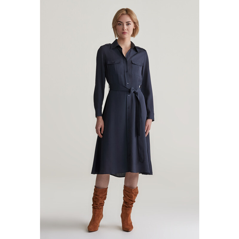 ŠATY GANT REG POCKET SHIRT DRESS EVENING BLUE