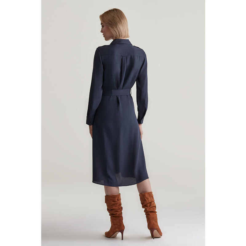 ŠATY GANT REG POCKET SHIRT DRESS EVENING BLUE
