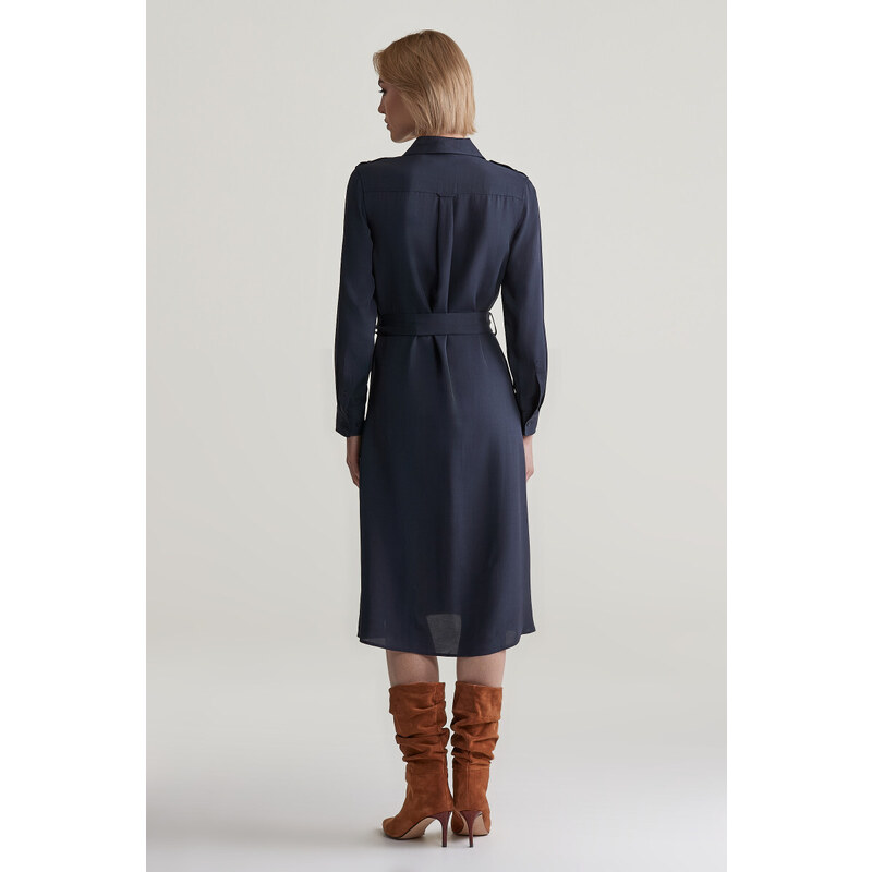 ŠATY GANT REG POCKET SHIRT DRESS EVENING BLUE