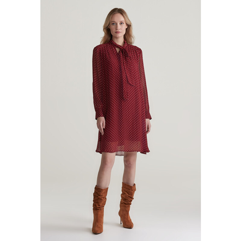 ŠATY GANT REG DOT PRINT BOW DRESS PLUMPED RED