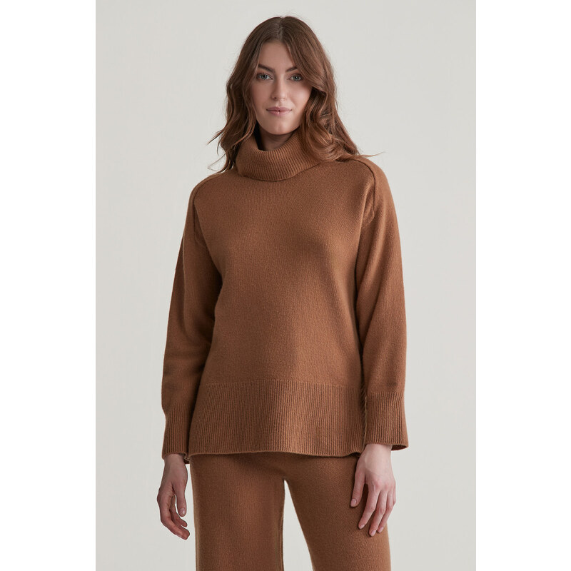 SVETR GANT HERRINGBONE DETAIL ROLLNECK CACAO 98596948