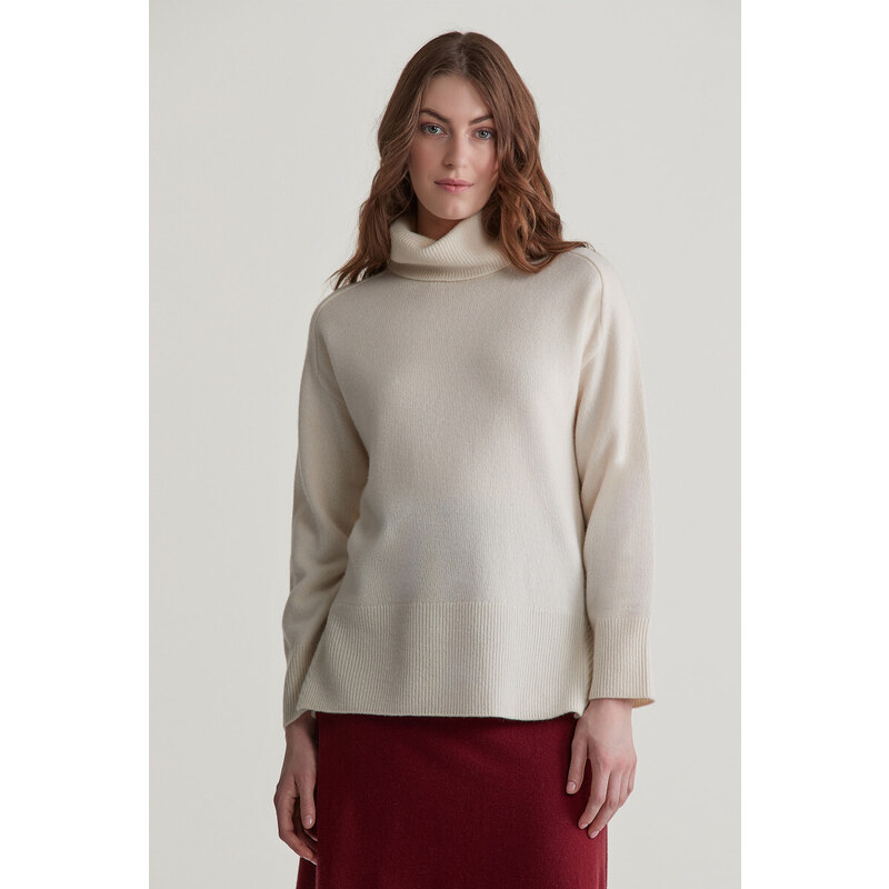 SVETR GANT HERRINGBONE DETAIL ROLLNECK CREAM 98596949