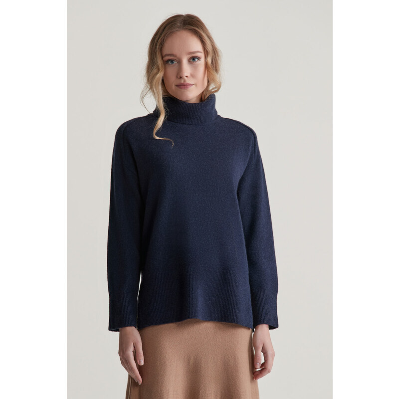 SVETR GANT HERRINGBONE DETAIL ROLLNECK EVENING BLUE 98596950