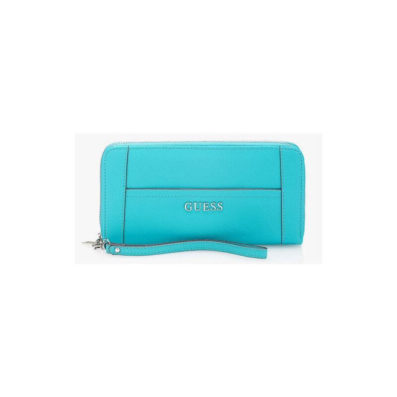 Guess Elegantní peněženka Delaney Zip-Around Blue Multi