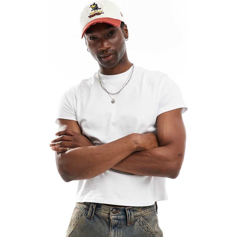 Reclaimed Vintage slim crop boxy oversized t-shirt in white