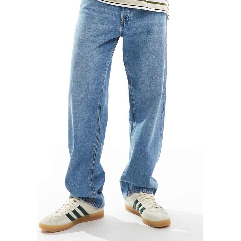 Jack & Jones Eddie loose fit rigid jean in mid blue wash