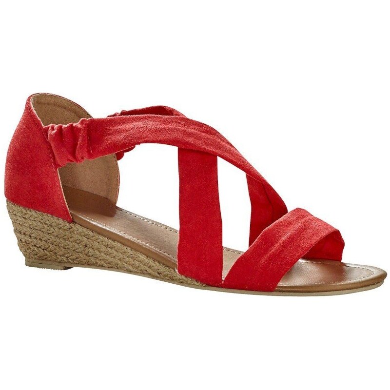 Blancheporte Sandály v semišovém vzhledu, s pruženkami červená