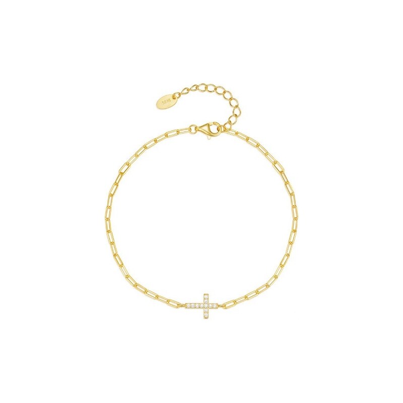 Olivie Stříbrný náramek KŘÍŽEK GOLD 9057