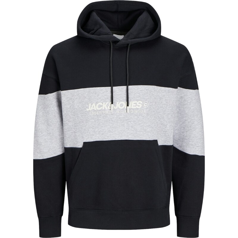 JACK & JONES Mikina JJELegacy šedý melír / černá / bílá