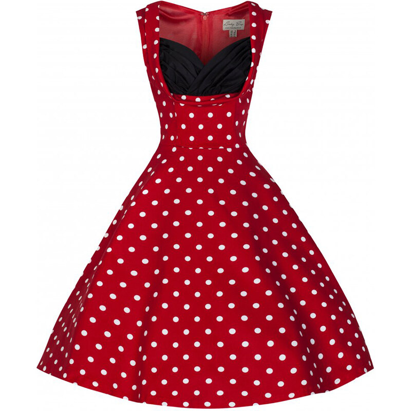 LindyBop šaty Ophelia, červené s puntíky