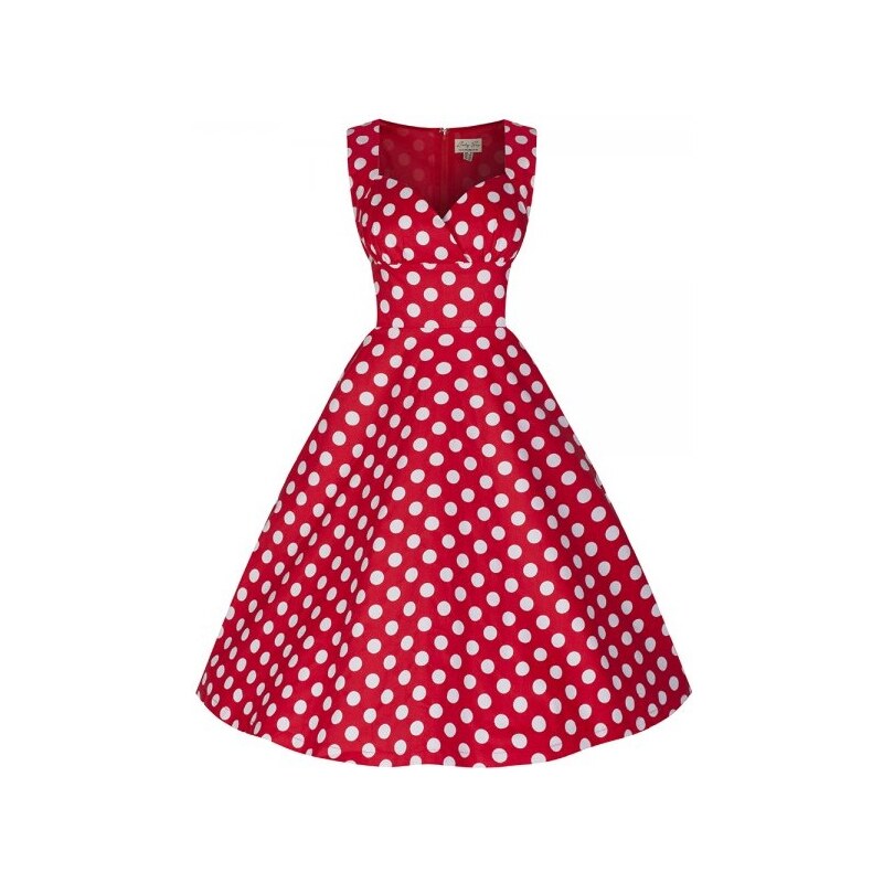 LindyBop retro šaty Layla, červené s puntíky