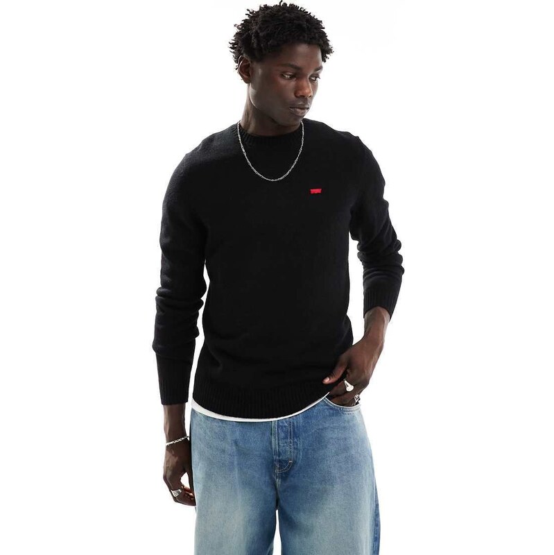 Levis original batwing logo knit jumper in black