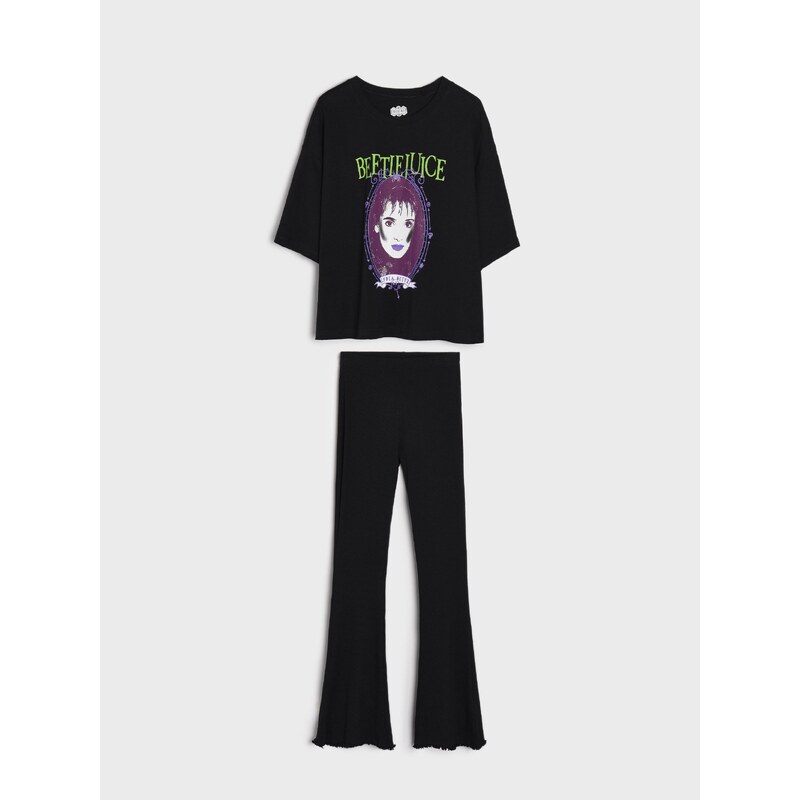 Sinsay - Dvoudílná pyžamová souprava Beetlejuice - černá 98769989