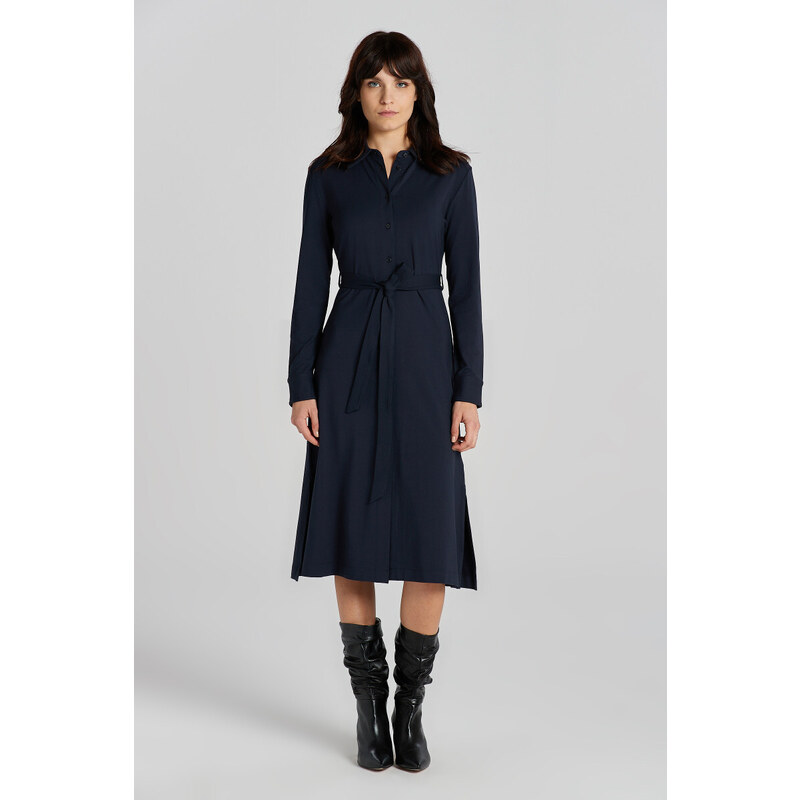 ŠATY GANT SLIM JERSEY SHIRT DRESS EVENING BLUE 89791980