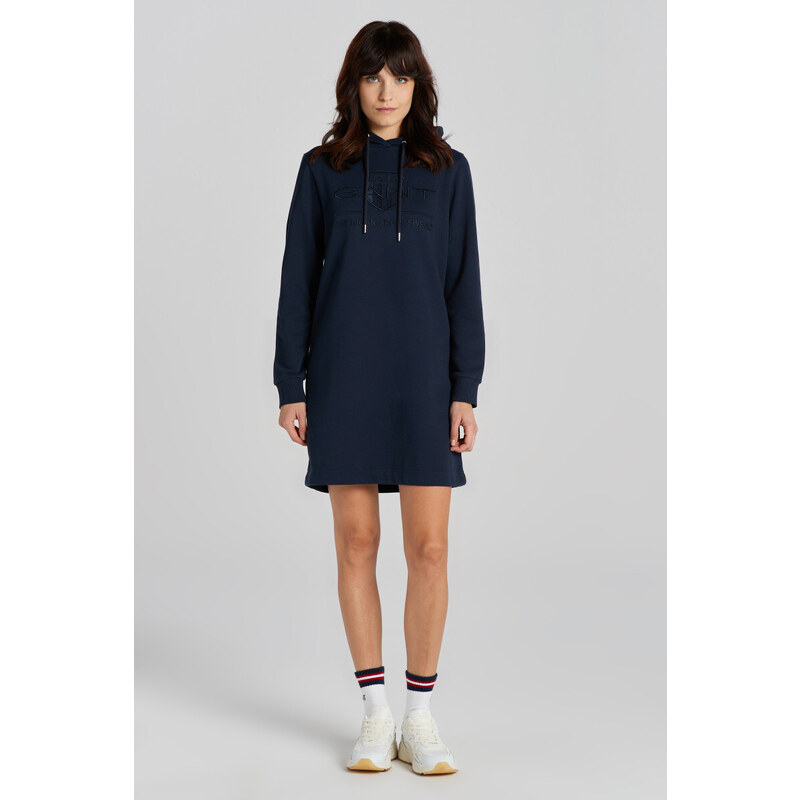 MIKINOVÉ ŠATY GANT REG TONAL SHIELD DRESS EVENING BLUE 89791975