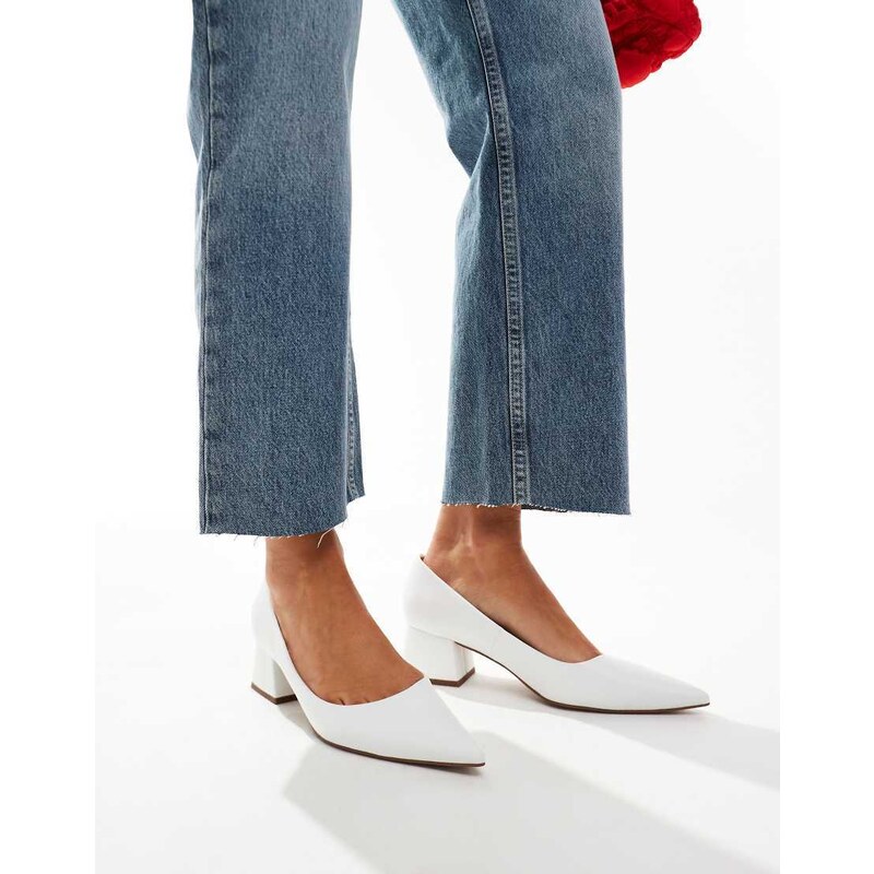 ASOS DESIGN Saint block mid heeled shoes in white
