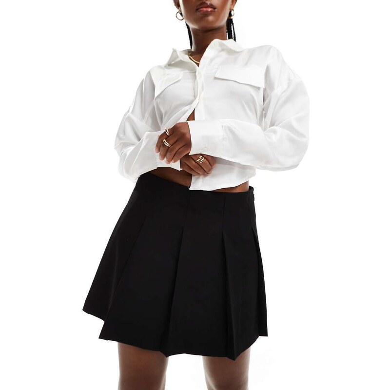 ASOS DESIGN tailored pleated mini skirt in black