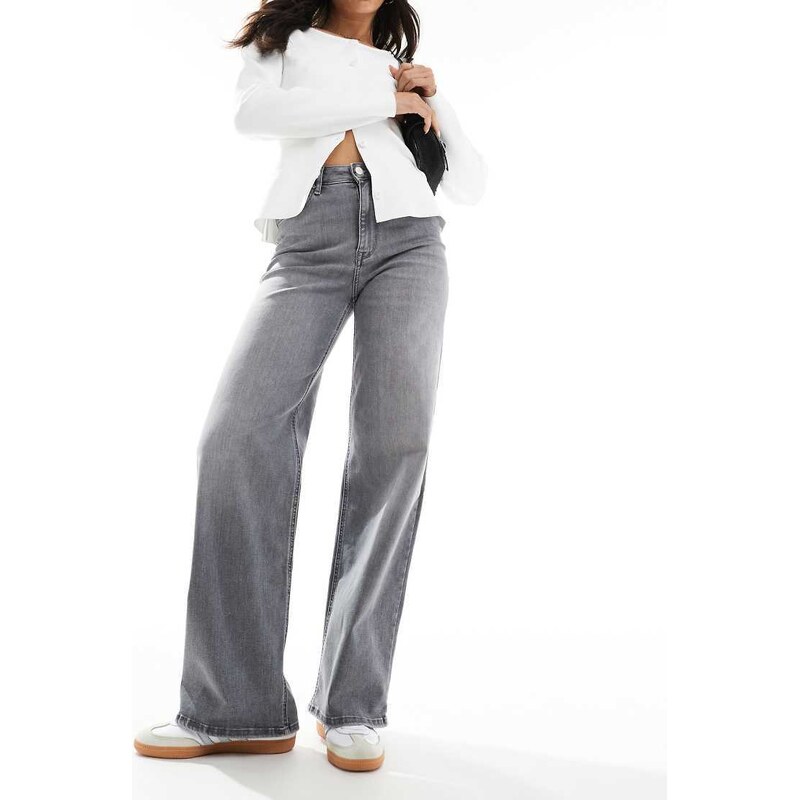 ONLY Madison high waist wide leg jeans in light grey