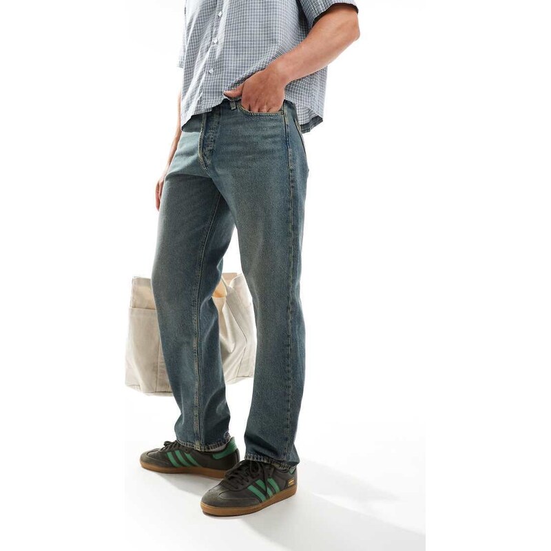 Jack & Jones Eddie loose jean in blue dirty wash