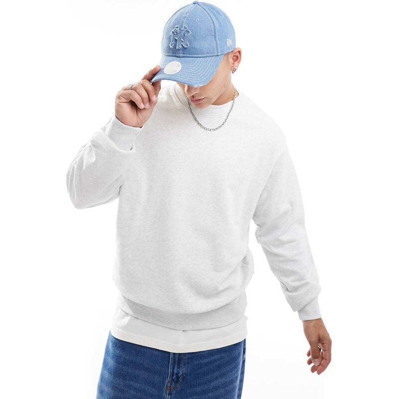 Jack & Jones super oversized crew neck sweatshirt in white marl